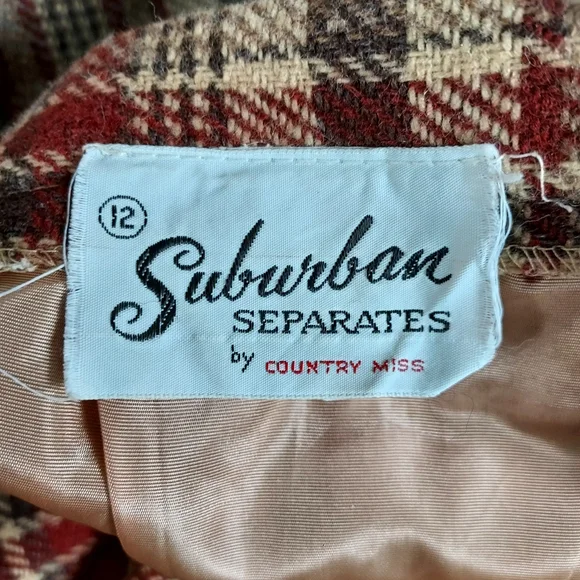 Vintage Plaid High-waisted Midi Skirt Suburban Separates by County Miss - Picture 9 of 9